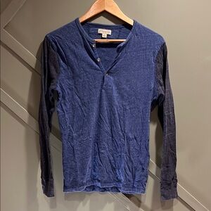 J. Crew Blue Long Sleeve Henley Shirt